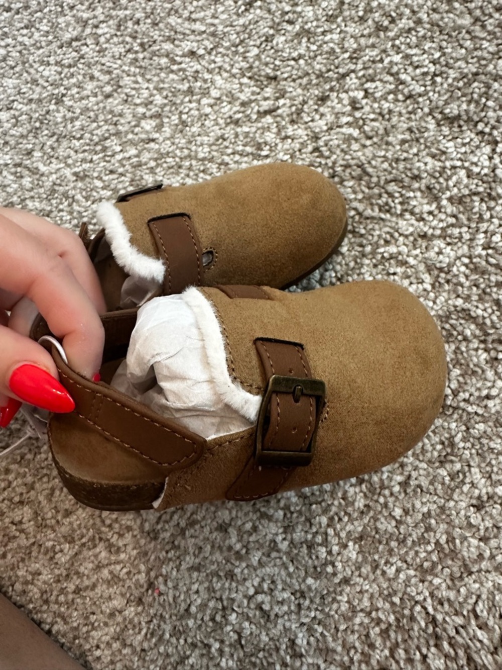 NWT- Old Navy Toddler Faux-Suede Bootie with Faux Fur Trim - Tan